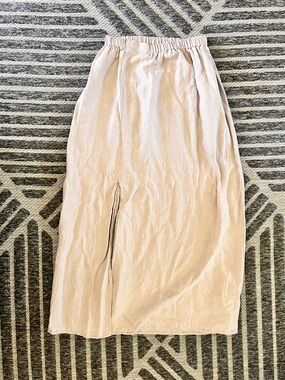 FLAX by Jeanne Engelhart Small Pull-on Cream Linen Maxi Skirt